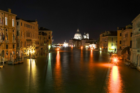 在晚上的威尼斯运河