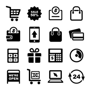 购物和超市服务图标设置