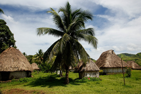传统民居的 navala 村庄，斐济，斐济