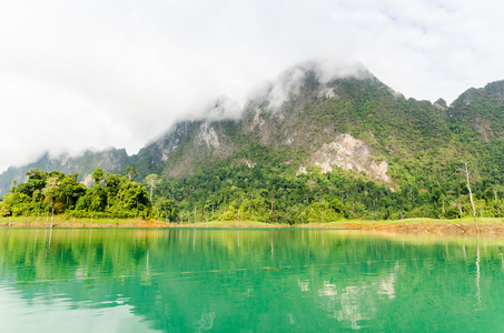 美丽的绿河和山