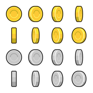 金 银硬币与不同的旋转角度