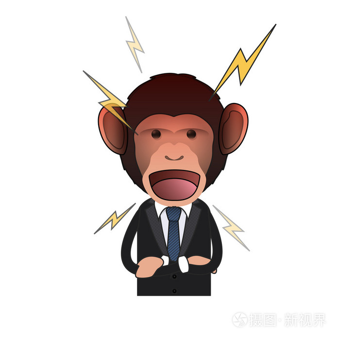 愤怒的业务只猴子,呼喊在白色的背景.矢量设计