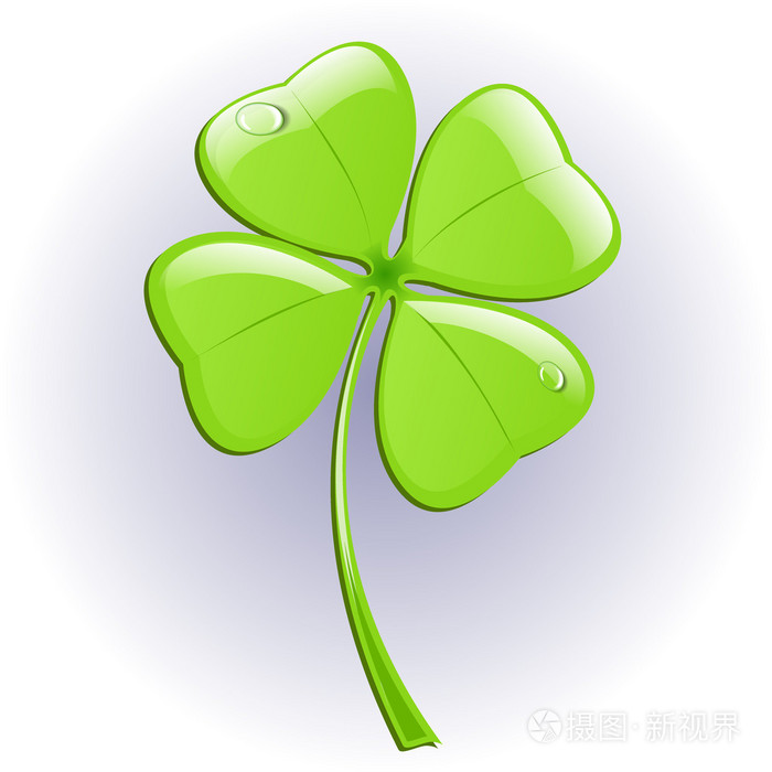 四片叶子的三叶草.矢量图