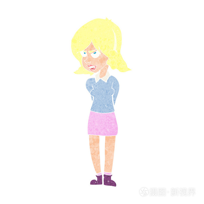 卡通懊恼的女人