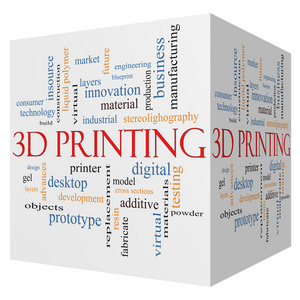 3d 印刷 3d 多维数据集词云概念