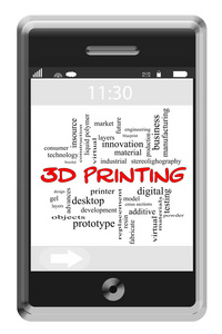 3d 印刷字云概念上触摸屏手机