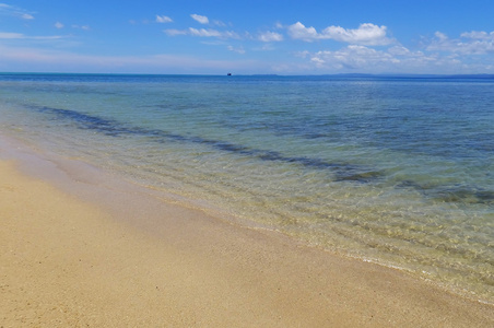 沙滩和清澈的水，在斐济瓦努阿岛岛