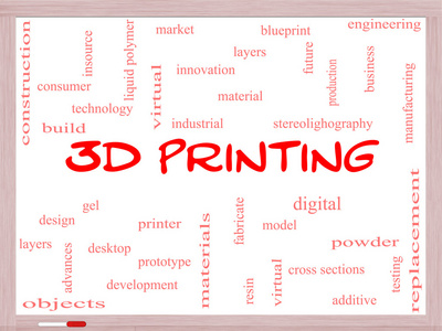 在白板上 3d 印刷字云概念