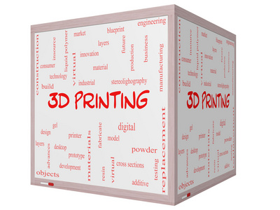 3d 印刷字云概念上 3d 多维数据集白板