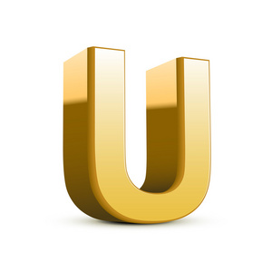 3d 金色字母 u