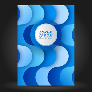蓝色宣传册封面设计与波