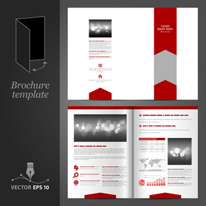 有红色箭头的白色宣传册模板设计