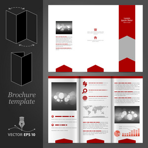 有红色箭头的白色宣传册模板设计