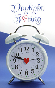 VintageStilweie Uhr mit Beispieltext fr die Sommerzeit