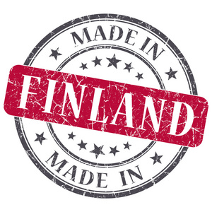 在的芬兰红色摇滚圆孤立的白色背景上的邮票