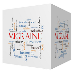 偏头痛 3d 多维数据集字云概念