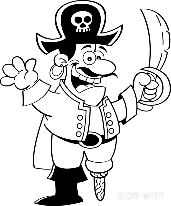 卡通海盗用一把剑