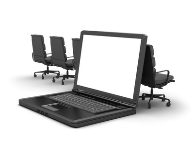 笔记本电脑和办公室的椅子