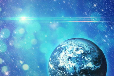 在空间中的蓝色星球照片