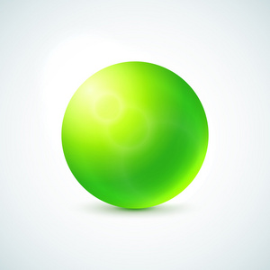 绿色光泽球体上白色隔离图片
