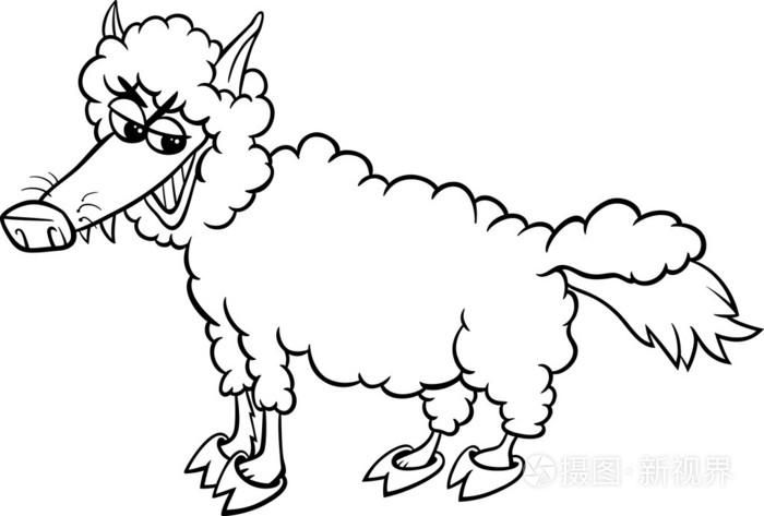 在着色页的羊皮的狼插画-正版商用图片1ew42y-摄图新视界