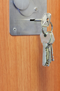 串钥匙在锁孔入路的门