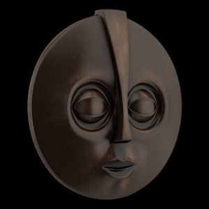 Masque africain en bois, isol sur fond noir在黑色背景中分离的木非洲面具