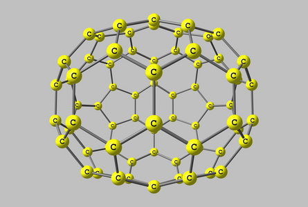 富勒烯分子图上白色孤立富勒烯 c720 分子结构上黑色孤立富勒烯 c60