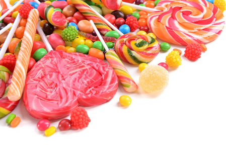 不同的多彩水果糖果特写