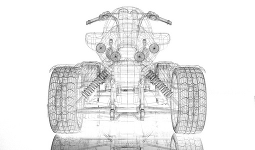 四辆自行车 摩托车 3d 模型