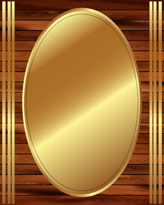 金属金色的框架，在一个木制的背景 13
