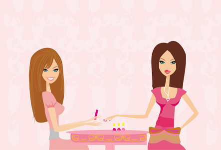 年轻的女士做美容美发美甲照片