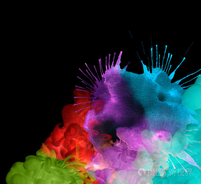 在水中的压克力颜色.抽象背景.反转版本