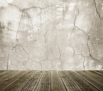 墙体裂缝和木地板背景