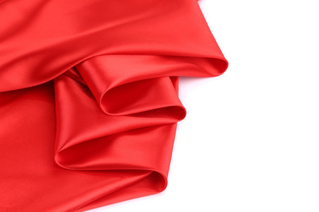 红色的丝绸织物背景的特写