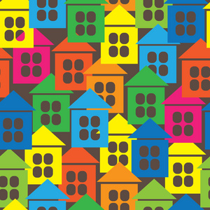 多彩多姿的房子图标的无缝模式