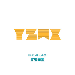 w x  y  z简单的现代线条平字母表