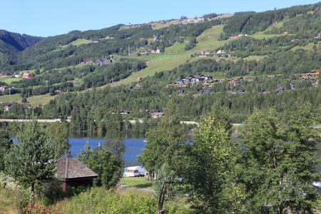 国家挪威在村庄里的房子