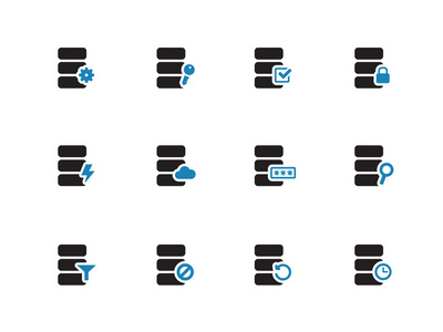 白色背景上的数据库双色图标