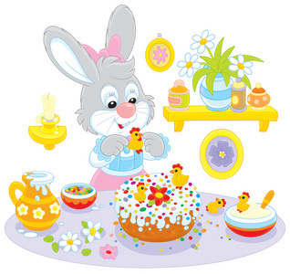 兔子厨师节日复活节蛋糕图片