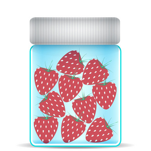 在玻璃罐子里的草莓