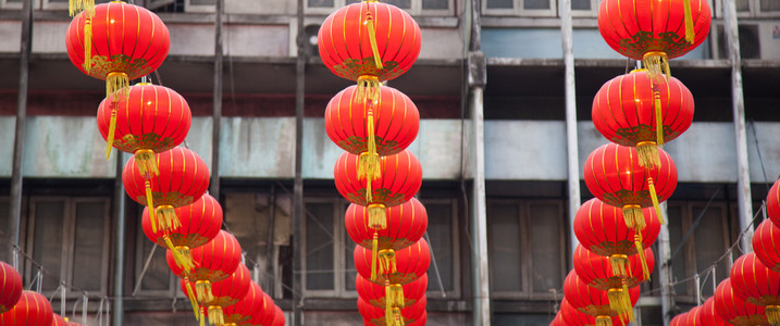 中国农历新年的灯笼装饰