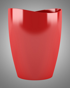 孤立在灰色的背景上的红色陶瓷花瓶