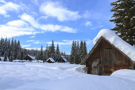 在山的雪景