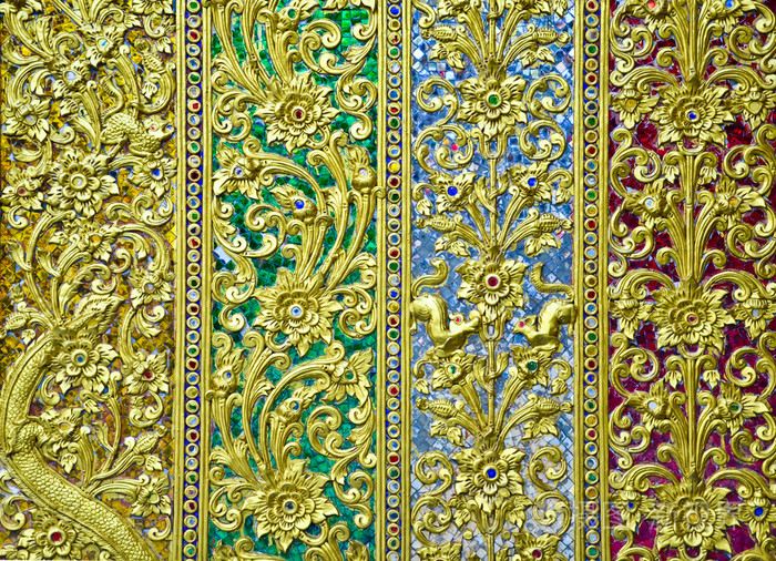 泰国传统工艺装饰在清迈佛寺