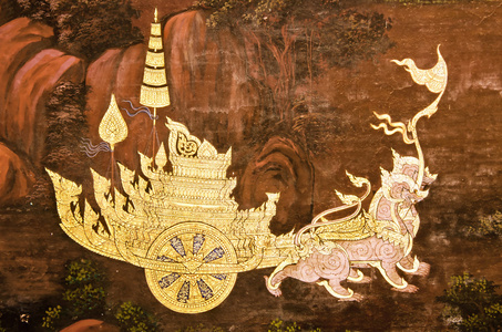 在玉佛寺 曼谷 泰国的壁画