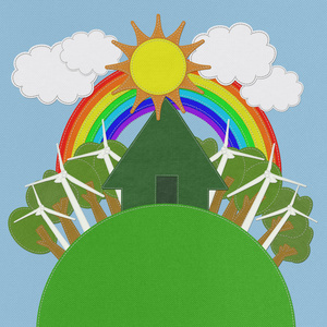 生态理念与绣风格的织物背景照片