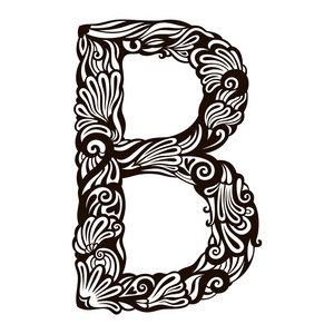 花卉的字体。字母 b
