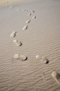 旅程痕迹在沙子里