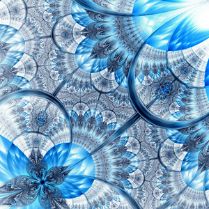 暗蓝色分形花，数码艺术作品